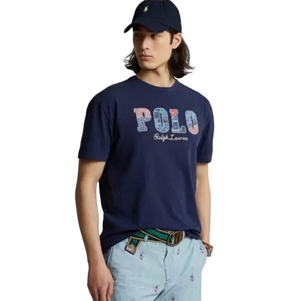 Polo Ralph Lauren Embroidered Patchwork Short Sleeve T Shirt Classic - XL